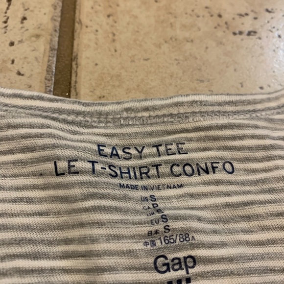 Gap Easy Tee Striped Long Sleeve T-Shirt - Gray & White - Size S - Picture 2 of 6
